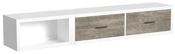 My Home Furnishings Studio Wirebrushed Storage Box-2 Drawers in Snow White/Peppery Gray 1116-742
