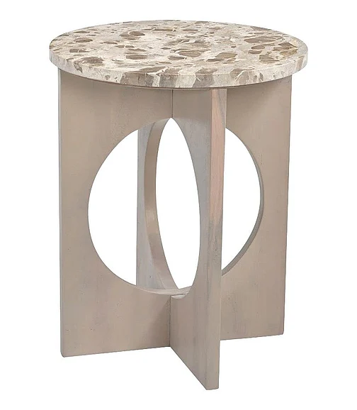 Coast by DK Axis Marble Side Table in Natural Marble / Base-Off White 11182