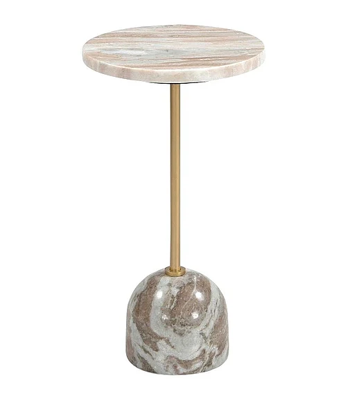 Coast by DK Poise Taupe Marble Accent Table in Natural Marble / Iron-Golden 11185