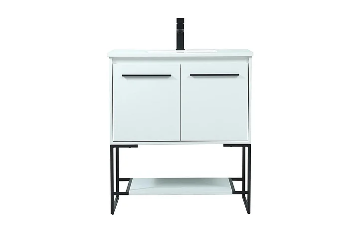 Elegant 30 In. Single Bathroom Vanity in White VF42530MWH