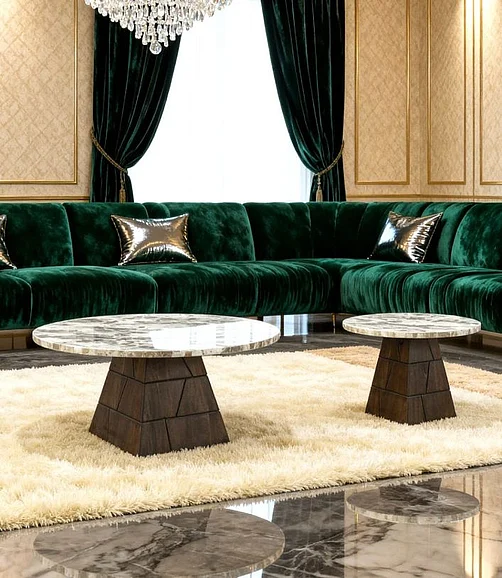 Coast by DK Metro Loft 2pc Occasional Living Room Set in Natural Stone + Brown