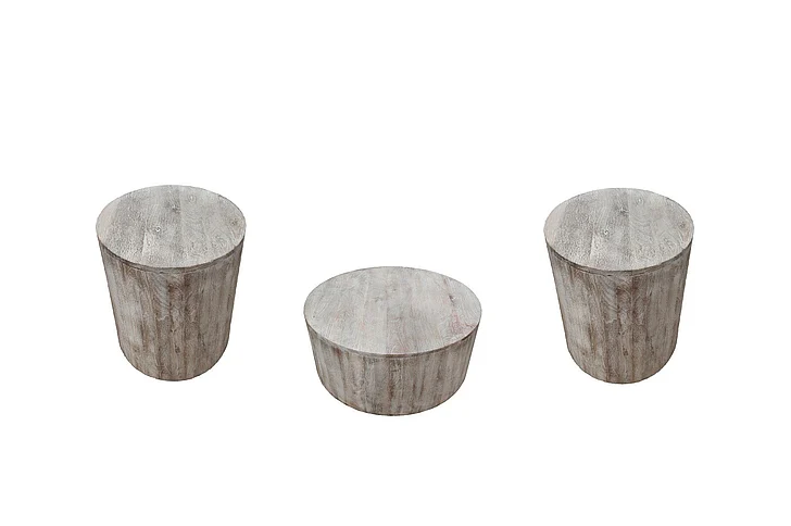 Coast by DK Harbor 3pc Occasional Living Room Set in Sand Blast White Wash