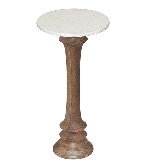 Coast by DK Canterbury Drink Table in Honey Walnut Wood / White Marble 11437