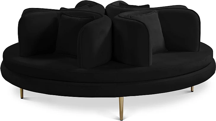 Meridian Circlet Velvet Roundabout Sofa in Black Velvet 627Black