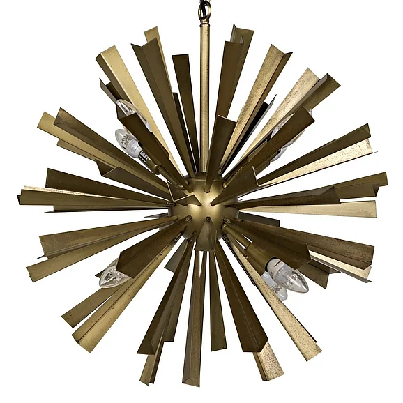 Noir Furniture Bero Chandelier in Metal with Brass LAMP696MB CLOSEOUT