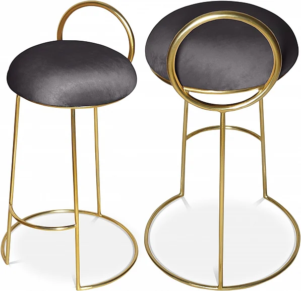 Meridian Ring Velvet Counter Stool in Grey Velvet 951Grey-C