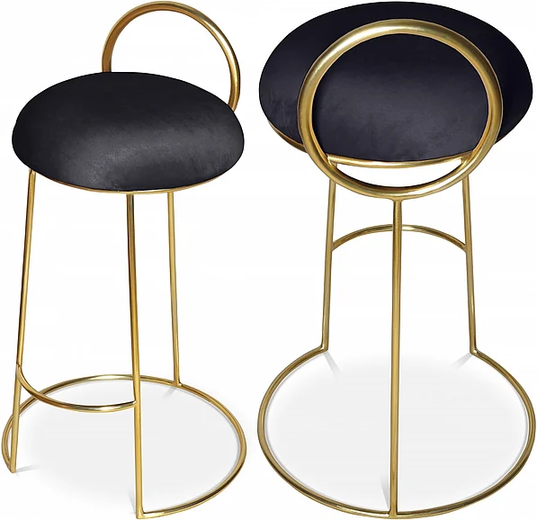 Meridian Ring Velvet Counter Stool in Black Velvet 951Black-C