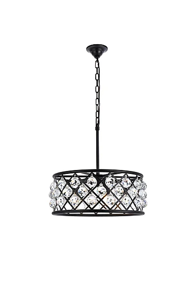 Elegant Madison 5 Light Matte Black Chandelier Clear Royal Cut Crystal 1214D20MB/RC