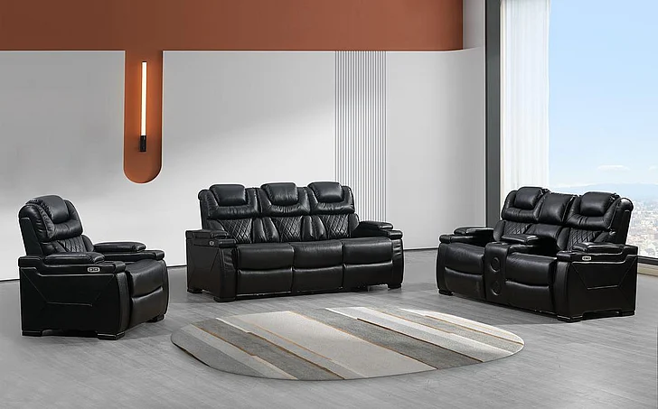 Massa Gallery BRADEN 3pc Living Room Set in Black