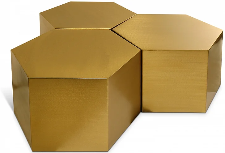 Meridian Hexagon Modular Coffee Table in Brushed Gold 292-CT-3PC