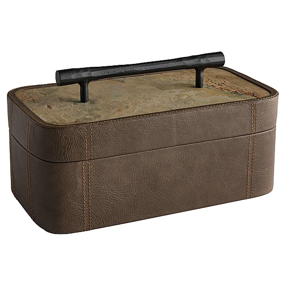 Cyan Design Tesoro Box Designed by J Kent Martin | Smoke Grey | Slate Veneer | Matte Black 12001