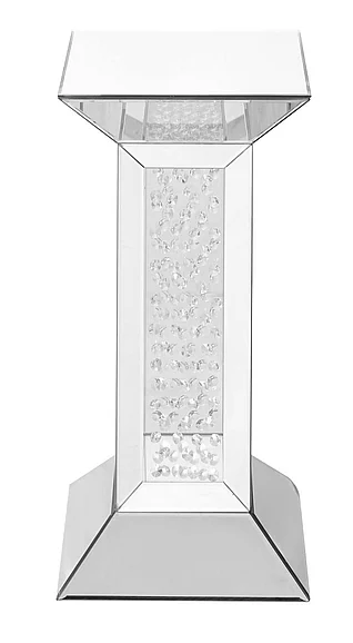 Elegant 12 In. Crystal End Table in Clear Mirror Finish MF91015