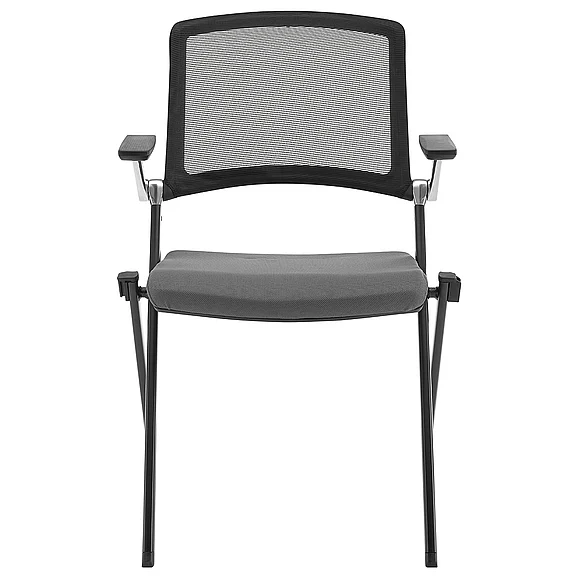 Euro Style Hilma Stacking Visitor Chair in Gray Seat Fabric and Mesh Back with Matte Black Frame (Set of 2) 12100GRY CLOSEOUT