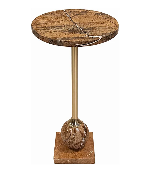 Coast by DK Calista Brown Forest Marble Table in Gold 12103