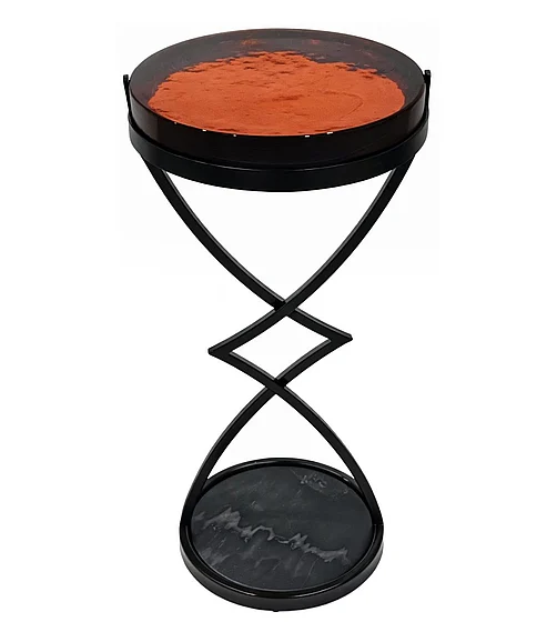Coast by DK Sayer Orange Casted Glass Drink Table in Black 12104