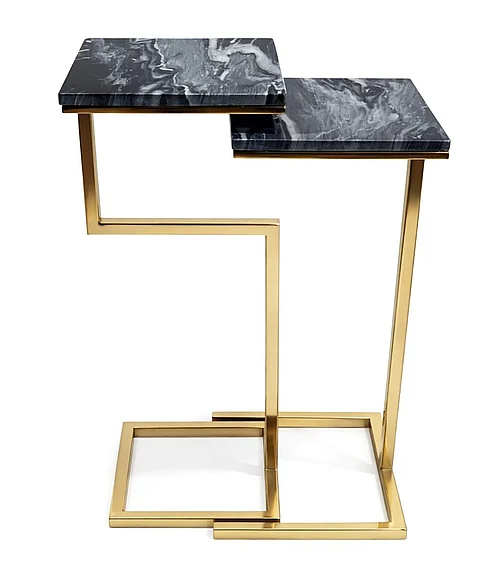Coast by DK Highline Kayampura Marble Nesting Table Set -2Pc in Gold 12106