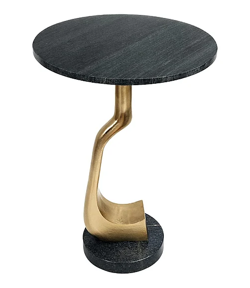 Coast by DK Brigham Black Marble Sculptural Accent Table in Gold 12107