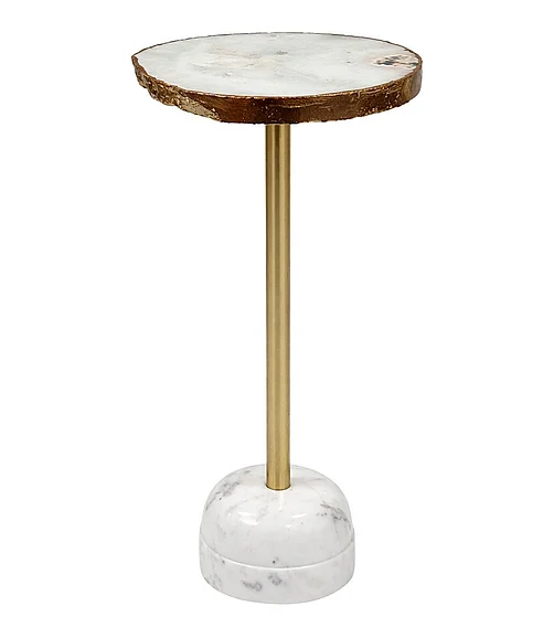 Coast by DK Merritt Natural Agate And Brass Outlay Accent Table in Gold 12113