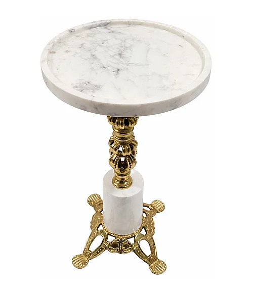 Coast by DK Sutton Regal Crown Pedestal Accent Table in Gold 12114
