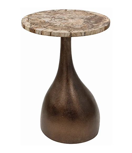 Coast by DK Fallon Petrified Wood Trumpet Accent Table in Copper 12115