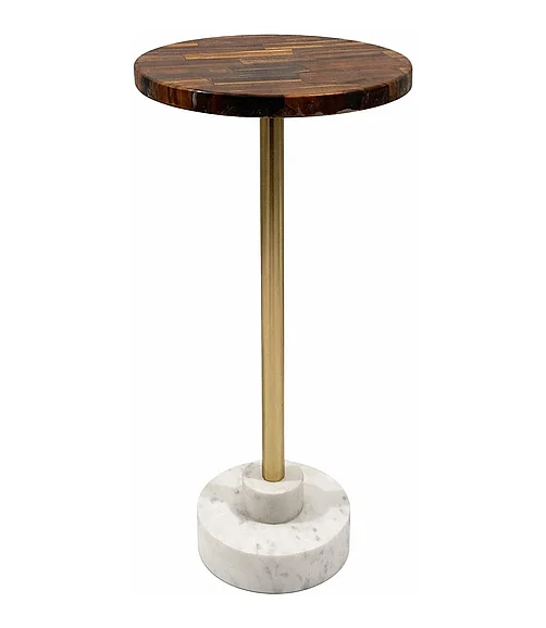 Coast by DK Mercer Crnatural Edge Marble Accent Table in Gold 12118