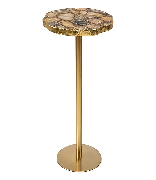Coast by DK Natural Yellow Agate Top Drink Table in Gold 12121