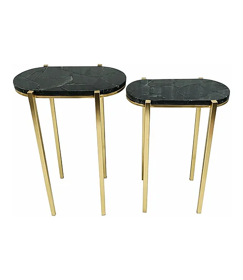 Coast by DK Oriana Black Quartz Top Nesting Tables in Gold 12125