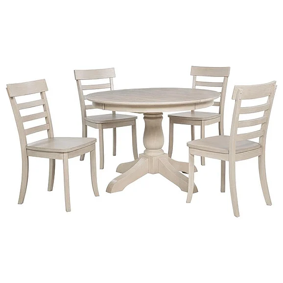 Coaster Orrison 5pc Extension Leaf Dining Table Set in Linen
