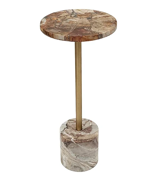 Coast by DK Torin Drink Table With Toronto Marble Base in Gold 12128