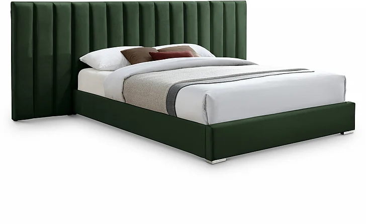 Meridian Pablo Velvet Queen Bed in Green Velvet PabloGreen-Q