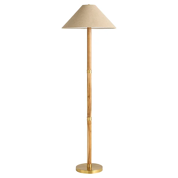 Cyan Design Broadway Floor Lamp in Antique Brass in Teak 12138
