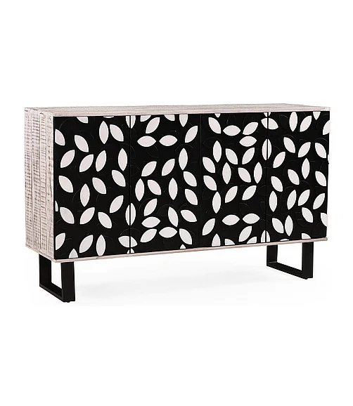 Coast by DK Petal Drift Sideboard With 4 Door in Chattered White Wash And Light Sandblast 12151