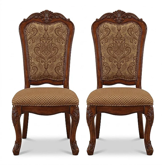 Acme Dresden Pedestal Dining Side Chairs in Brown Cherry Oak 12153 (Set of 2)