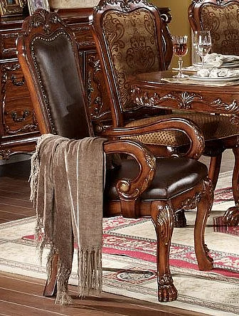 Acme Dresden Pedestal Dining Arm Chairs in Brown Cherry Oak 12154 (Set of 2)