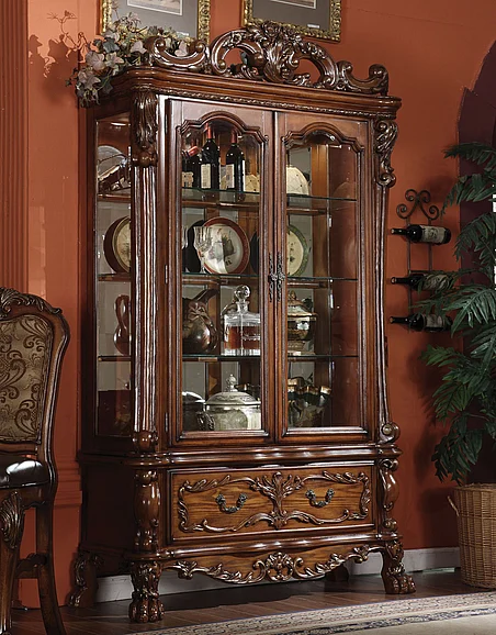 Acme Dresden Curio in Brown Cherry Oak 12158