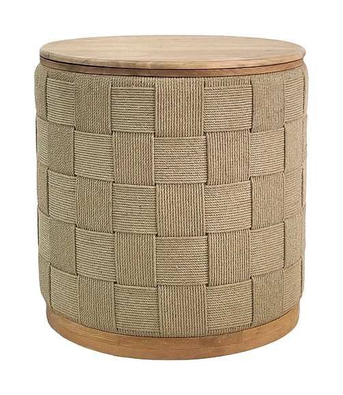 Coast by DK Laguna Loom Side Table in Wood- Grey Smoking/ Rope 12158