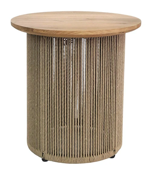 Coast by DK Delmar Side Table in Wood- Oak Natural/ Rope 12159