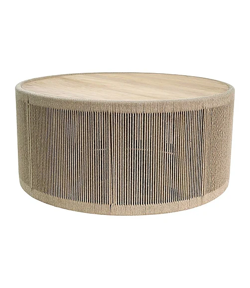 Coast by DK Delmar Coffee Table in Wood- Grey Smoking/ Rope 12160