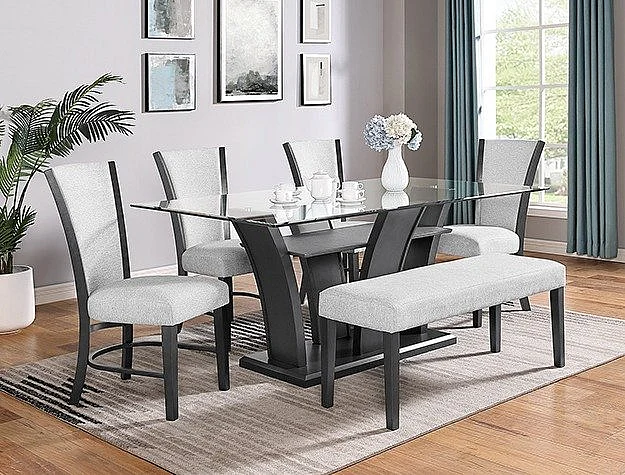 Crown Mark Camelia 6pc Dining Room Set in White