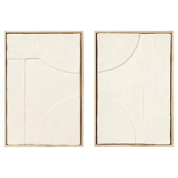 Cyan Design Oliver Diptych Panels Designed by Seth Vaughn | Off-White | Walnut - 2pc set 12176 CLOSEOUT
