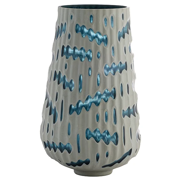 Cyan Design Strata Vase in White in Blue - Large 12192
