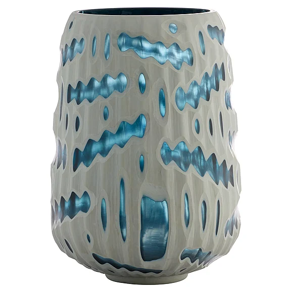 Cyan Design Strata Vase in White in Blue - Medium 12193