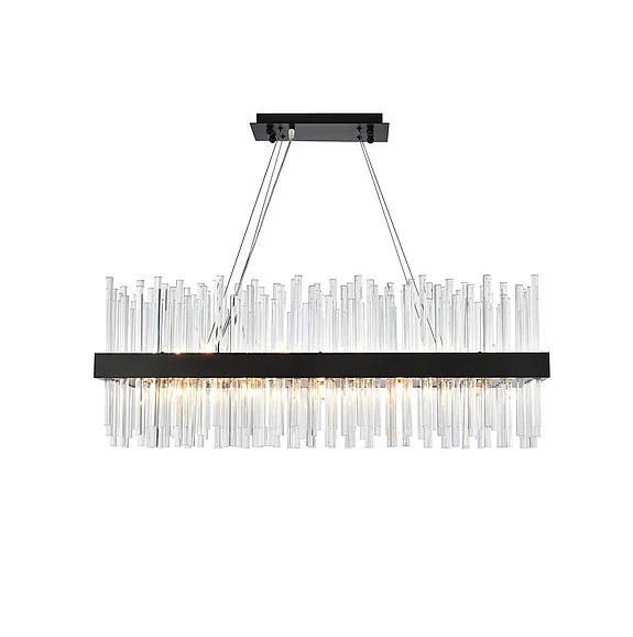 Elegant Dallas 36 In. Rectangle Crystal Pendant in Black 3000G36BK