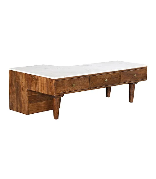 Coast by DK Grandioso Marble Top 3 Drawer Coffee Table in Vinegar 12203