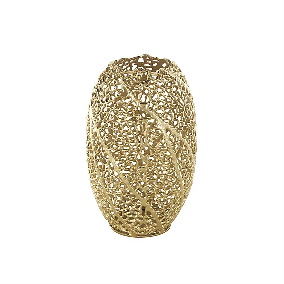 UMA Gold Aluminum Metal Abstract Metallic Coral Inspired Decorative Vase, 9" x 9" x 15" | 12209 CLOSEOUT
