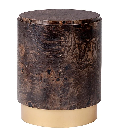 Coast by DK Echelon Round End Table In Antique Brass Iron in Natural 12216
