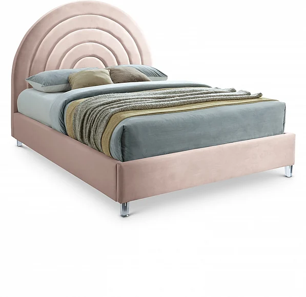 Meridian Rainbow Velvet King Bed in Pink Velvet RainbowPink-K