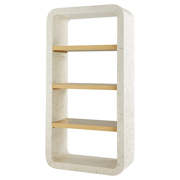 Cyan Design Cascada Etagere Designed by Seth Vaughn | Natural Bone | Brass 12224