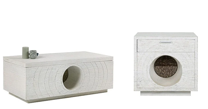 Coast by DK Aperture 2pc Occasional Living Room Set in White Sand Blast