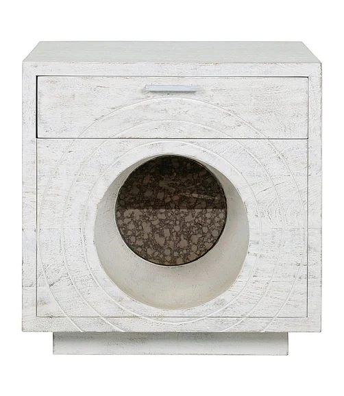 Coast by DK Aperture End Table In White Sand Blast 12227
